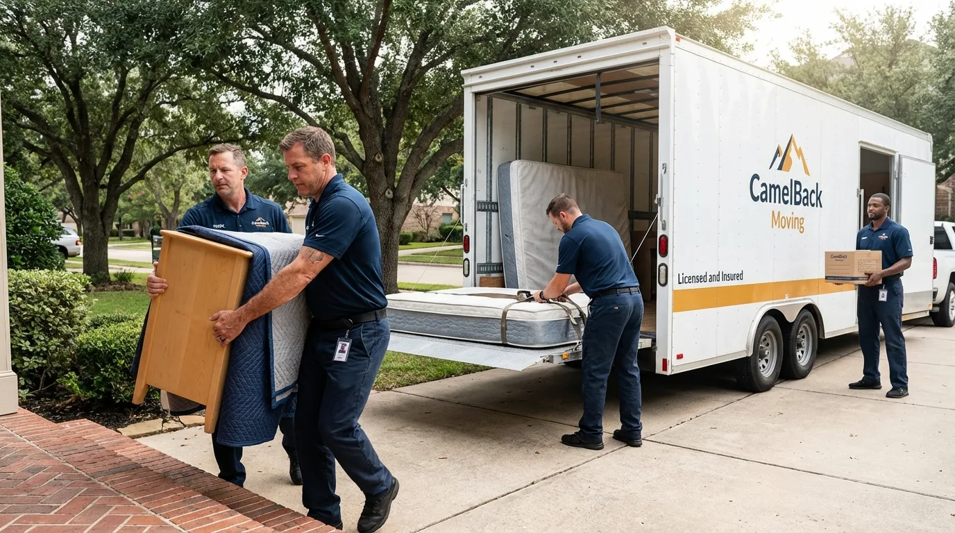 Crew loading residential truck for cross-state move from Estill, SC